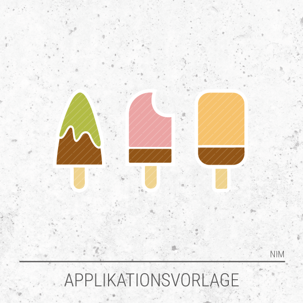 Applikationsvorlage / Applikationsdatei Eis am Stiel, aus drei fruchtigen Leckeisen