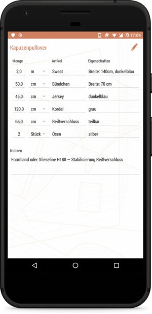 Näh ich mir! - Einkaufsliste